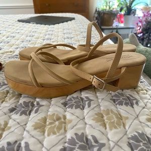 Jeffrey Campbell for Anthropologie Lorelai Platform Sandals, Nude, Size 6.5